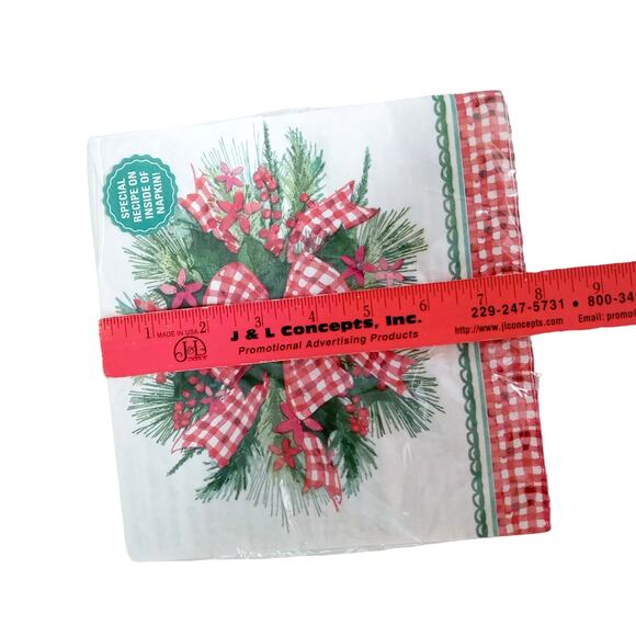 Christmas Dinner Napkins Gingham Ribbons Bows Pioneer Woman 2 Ply 20 Count - Picture 4 of 5
